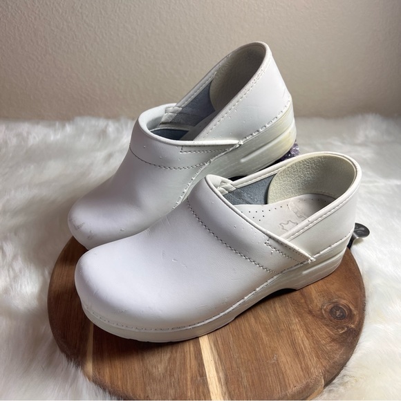Dansko White Professional Box Leather Clogs Size 38